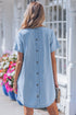 Casual Striped Button Back Denim T Shirt Mini Dress