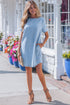 Casual Striped Button Back Denim T Shirt Mini Dress