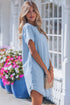 Casual Striped Button Back Denim T Shirt Mini Dress