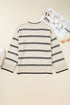Casual Striped Drop Shoulder Wide Sleeve Crew Neck Sweater