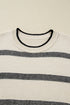 Casual Striped Drop Shoulder Wide Sleeve Crew Neck Sweater