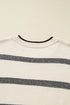 Casual Striped Drop Shoulder Wide Sleeve Crew Neck Sweater