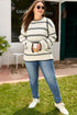 Casual Striped Drop Shoulder Wide Sleeve Crew Neck Sweater