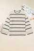 Casual Striped Drop Shoulder Wide Sleeve Crew Neck Sweater