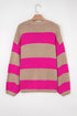 Casual Striped Geometric Paneled Drop Shoulder Sweater