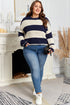 Casual Striped Geometric Paneled Drop Shoulder Sweater