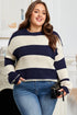 Casual Striped Geometric Paneled Drop Shoulder Sweater