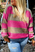 Casual Striped Geometric Paneled Drop Shoulder Sweater