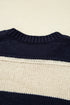 Casual Striped Geometric Paneled Drop Shoulder Sweater