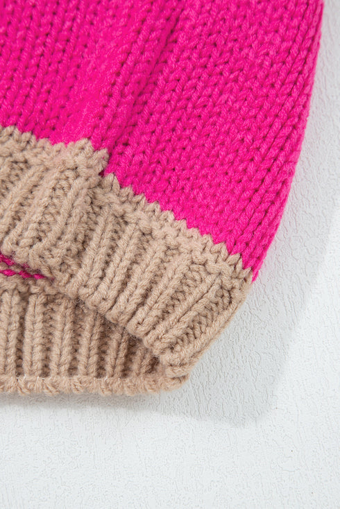 Casual Striped Geometric Paneled Drop Shoulder Sweater
