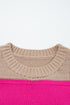 Casual Striped Geometric Paneled Drop Shoulder Sweater