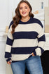 Casual Striped Geometric Paneled Drop Shoulder Sweater