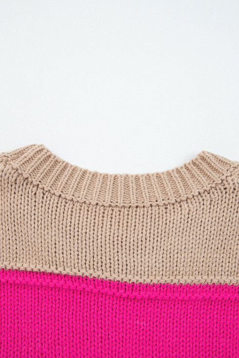 Casual Striped Geometric Paneled Drop Shoulder Sweater