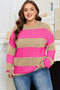 Casual Striped Geometric Paneled Drop Shoulder Sweater