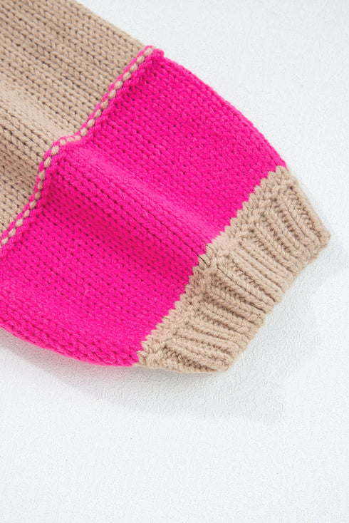 Casual Striped Geometric Paneled Drop Shoulder Sweater