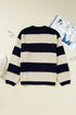 Casual Striped Geometric Paneled Drop Shoulder Sweater