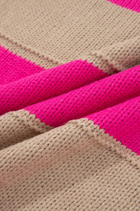 Casual Striped Geometric Paneled Drop Shoulder Sweater