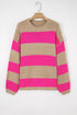 Casual Striped Geometric Paneled Drop Shoulder Sweater