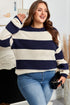 Casual Striped Geometric Paneled Drop Shoulder Sweater