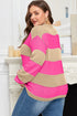 Casual Striped Geometric Paneled Drop Shoulder Sweater