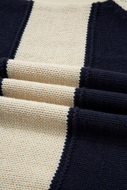Casual Striped Geometric Paneled Drop Shoulder Sweater