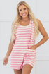 Casual Striped Knotted Strap Patch Pocket Romper