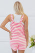 Casual Striped Knotted Strap Patch Pocket Romper