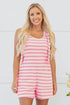 Casual Striped Knotted Strap Patch Pocket Romper