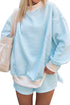 Casual Striped Oversized Mock Neck Matching Shorts Set