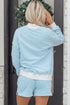 Casual Striped Oversized Mock Neck Matching Shorts Set