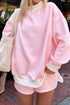 Casual Striped Oversized Mock Neck Matching Shorts Set