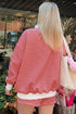 Casual Striped Oversized Mock Neck Matching Shorts Set