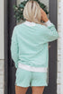 Casual Striped Oversized Mock Neck Matching Shorts Set