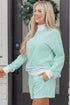 Casual Striped Oversized Mock Neck Matching Shorts Set
