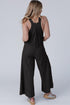 Casual Striped Pleated Wide Leg Pocketed Jumpsuit