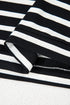Casual Striped Print Short Sleeve Top And Short Sets