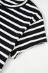 Casual Striped Print Short Sleeve Top And Short Sets