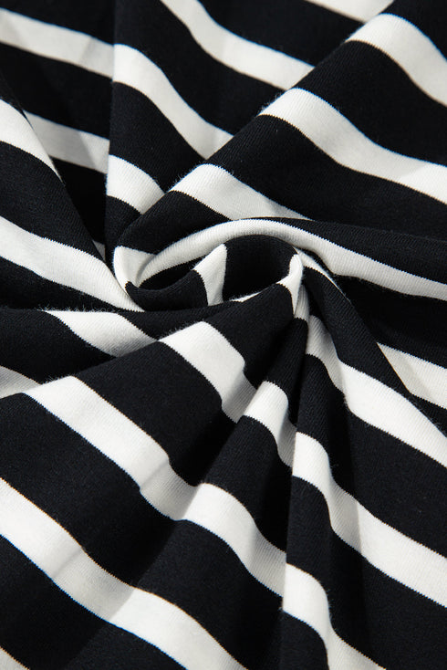 Casual Striped Print Short Sleeve Top And Short Sets