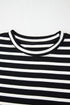 Casual Striped Print Short Sleeve Top And Short Sets