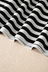 Casual Striped Print V Neck Detailed Trim Tee