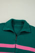 Casual Striped Quarter Zip Drop Shoulder Pullover Sweater