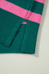 Casual Striped Quarter Zip Drop Shoulder Pullover Sweater