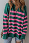 Casual Striped Quarter Zip Drop Shoulder Pullover Sweater