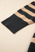 Casual Striped Quarter Zip Drop Shoulder Pullover Sweater