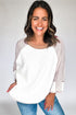 Casual Striped Raglan Sleeve Patchwork Pullover Top