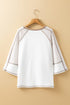Casual Striped Raglan Sleeve Patchwork Pullover Top
