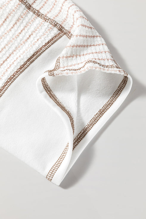 Casual Striped Raglan Sleeve Patchwork Pullover Top
