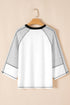 Casual Striped Raglan Sleeve Patchwork Pullover Top