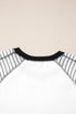Casual Striped Raglan Sleeve Patchwork Pullover Top