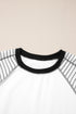 Casual Striped Raglan Sleeve Patchwork Pullover Top